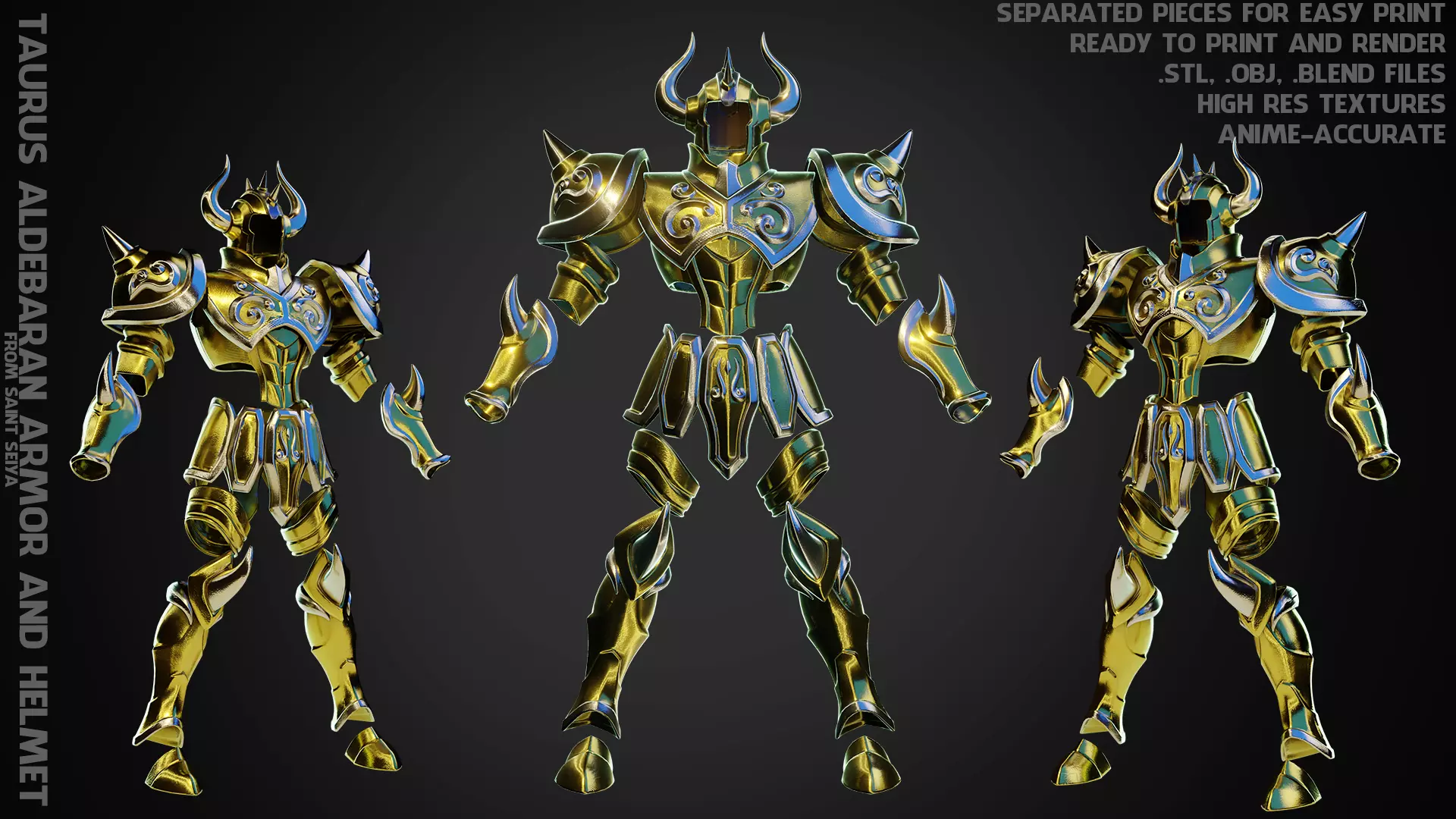 Saint Seiya Taurus Aldebaran Helmet and Armor for Cosplay 3D Model Collection_0