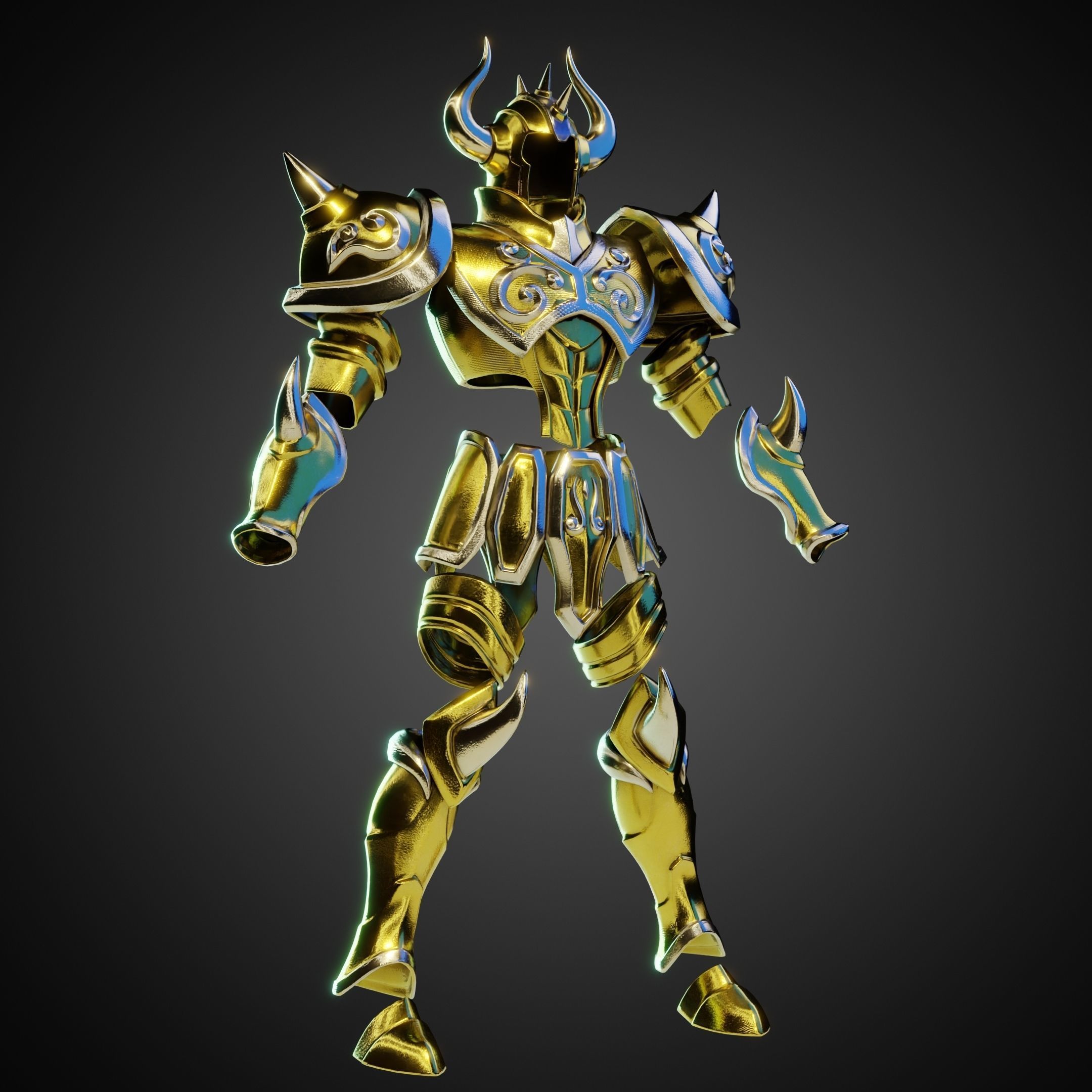 Saint Seiya Taurus Aldebaran Helmet and Armor for Cosplay 3D Model Collection_10