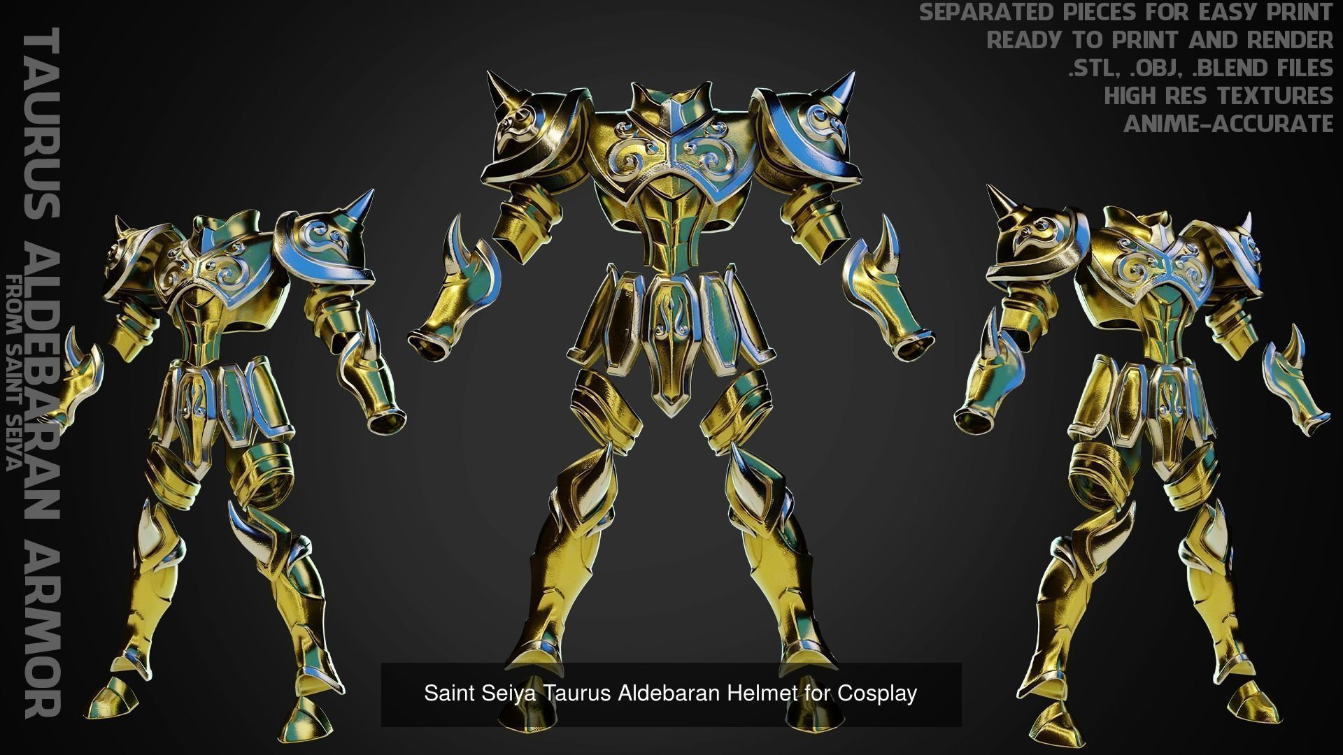 Saint Seiya Taurus Aldebaran Helmet and Armor for Cosplay 3D Model Collection_2