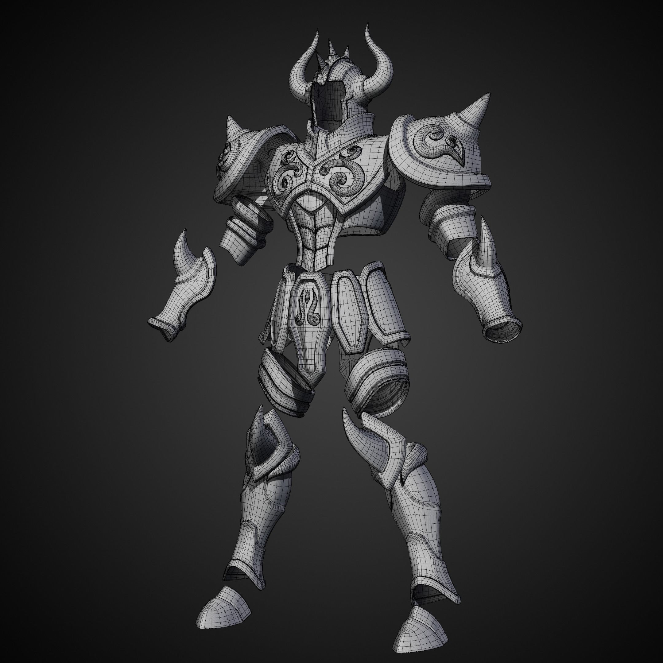 Saint Seiya Taurus Aldebaran Helmet and Armor for Cosplay 3D Model Collection_15