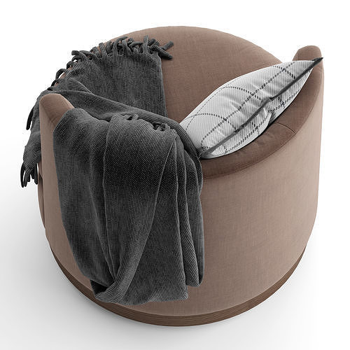 Potterybarn Balboa Upholstered Swivel Armchair with Wood Base 3D model 6