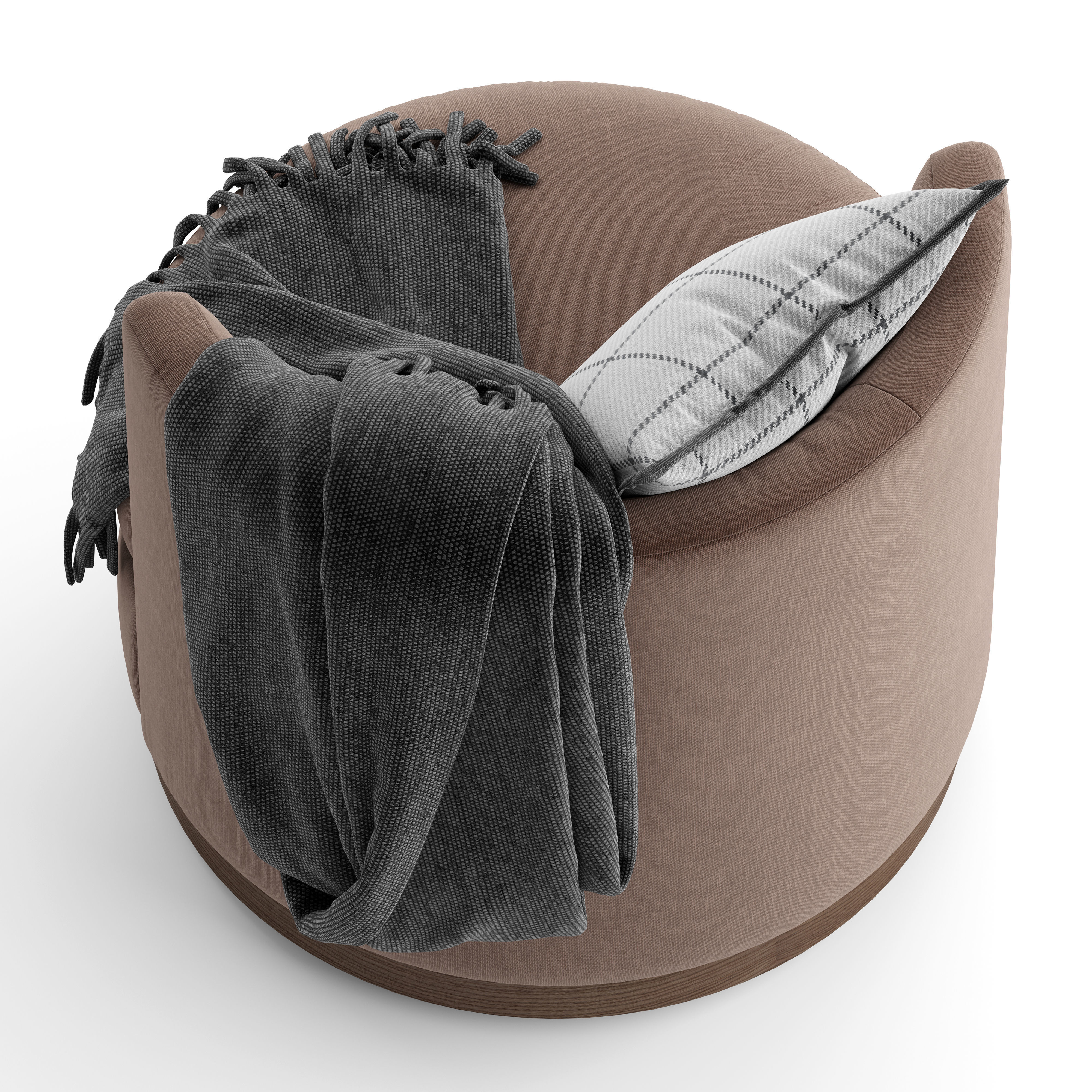 Potterybarn Balboa Upholstered Swivel Armchair with Wood Base 3D model_5