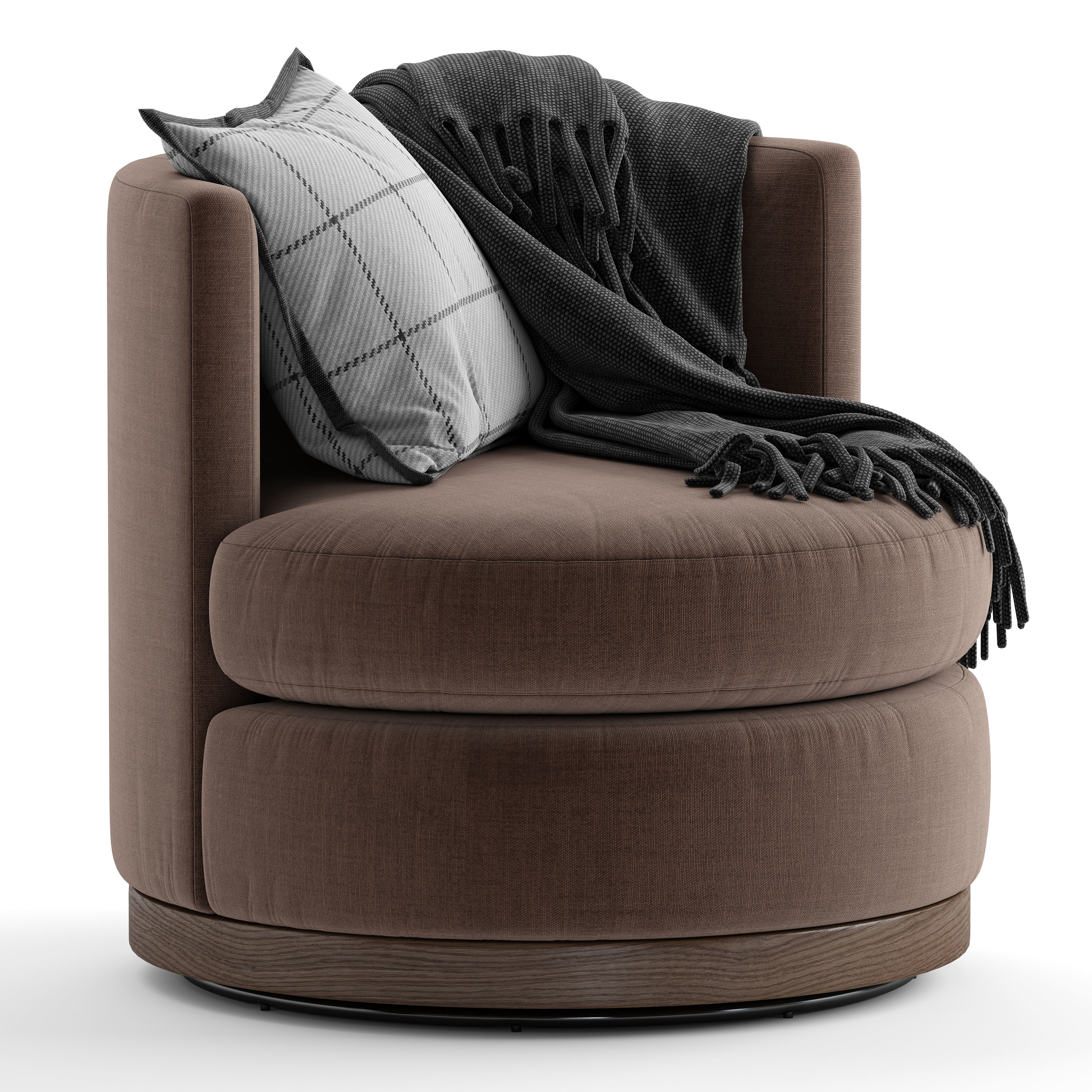 Potterybarn Balboa Upholstered Swivel Armchair with Wood Base 3D model_3