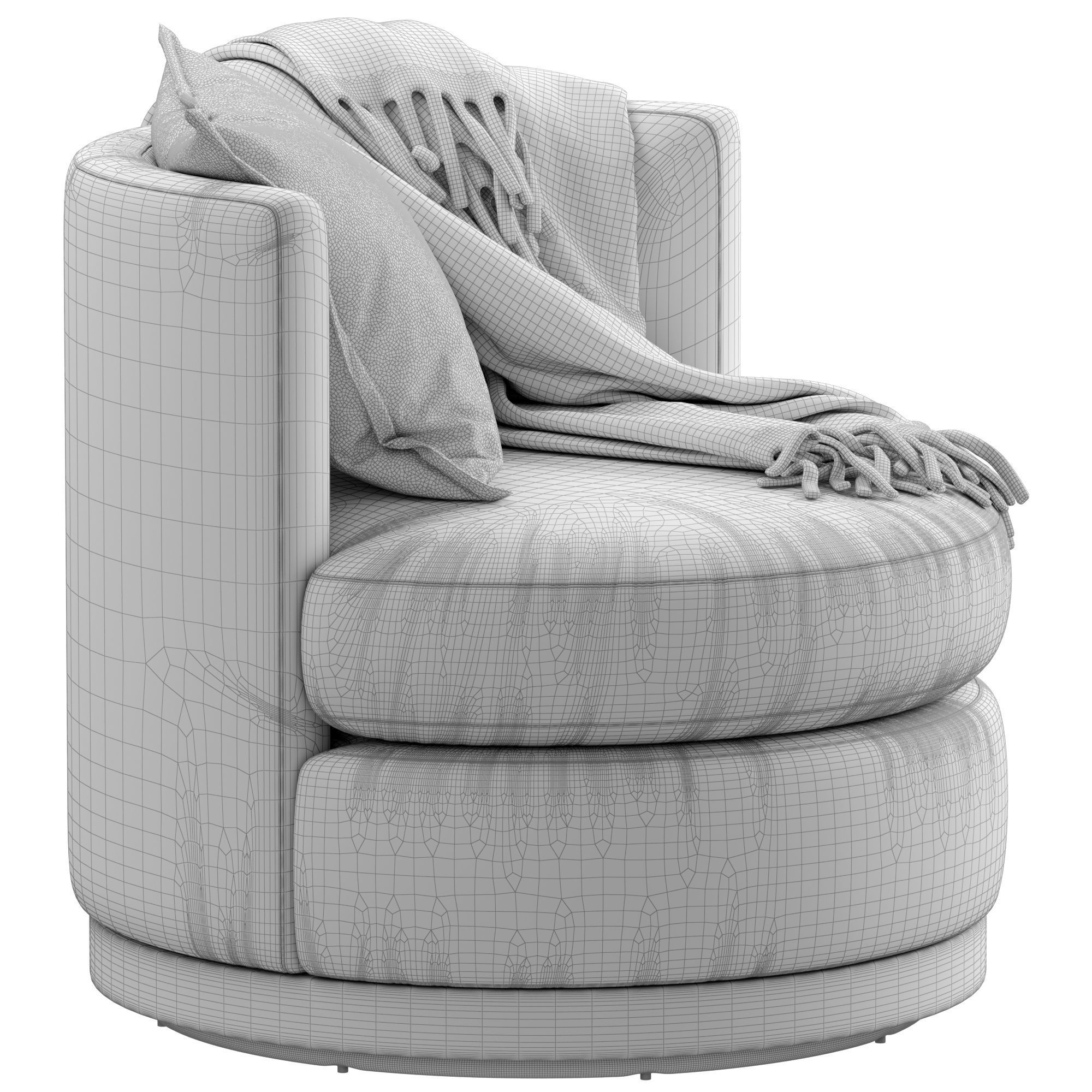 Potterybarn Balboa Upholstered Swivel Armchair with Wood Base 3D model_15