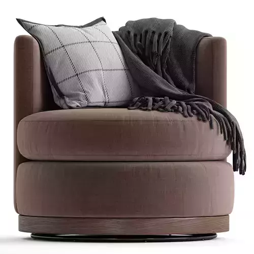 Potterybarn Balboa Upholstered Swivel Armchair with Wood Base 3D model