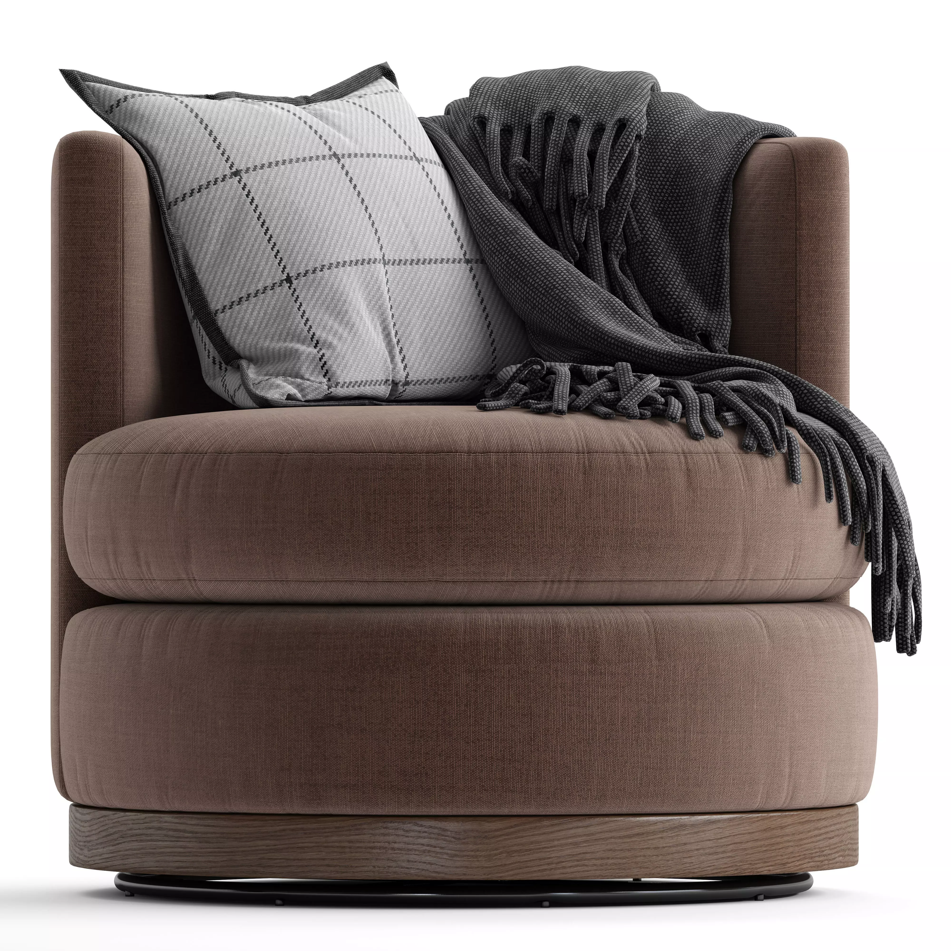Potterybarn Balboa Upholstered Swivel Armchair with Wood Base 3D model_0