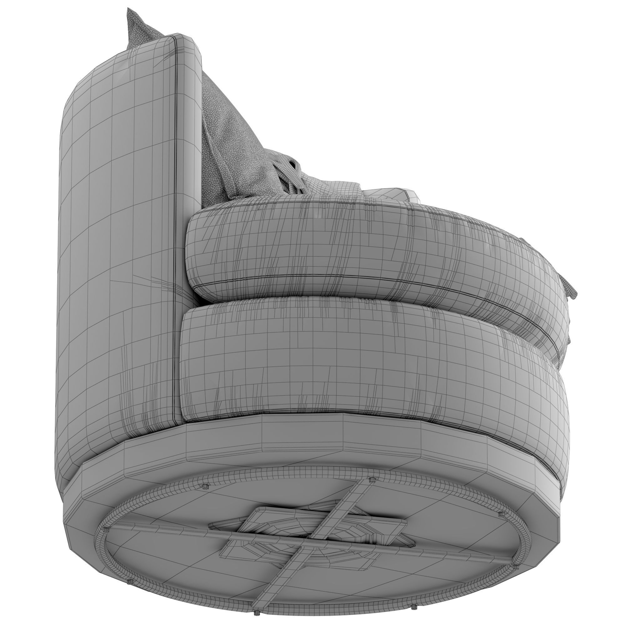 Potterybarn Balboa Upholstered Swivel Armchair with Wood Base 3D model_20