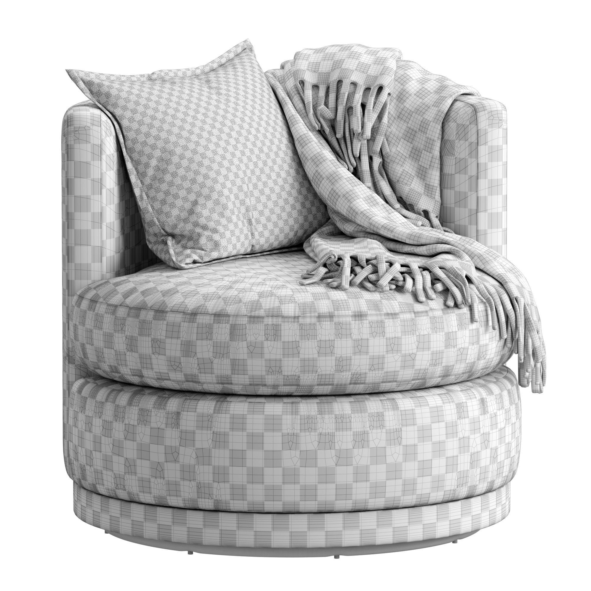Potterybarn Balboa Upholstered Swivel Armchair with Wood Base 3D model_18