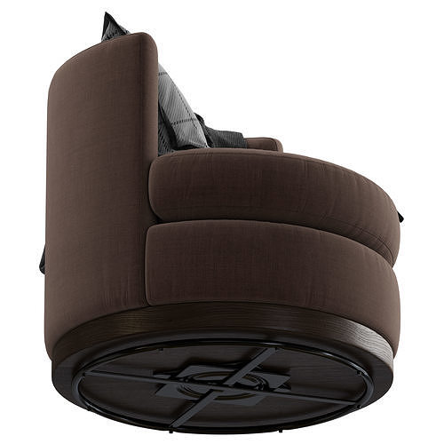Potterybarn Balboa Upholstered Swivel Armchair with Wood Base 3D model 5