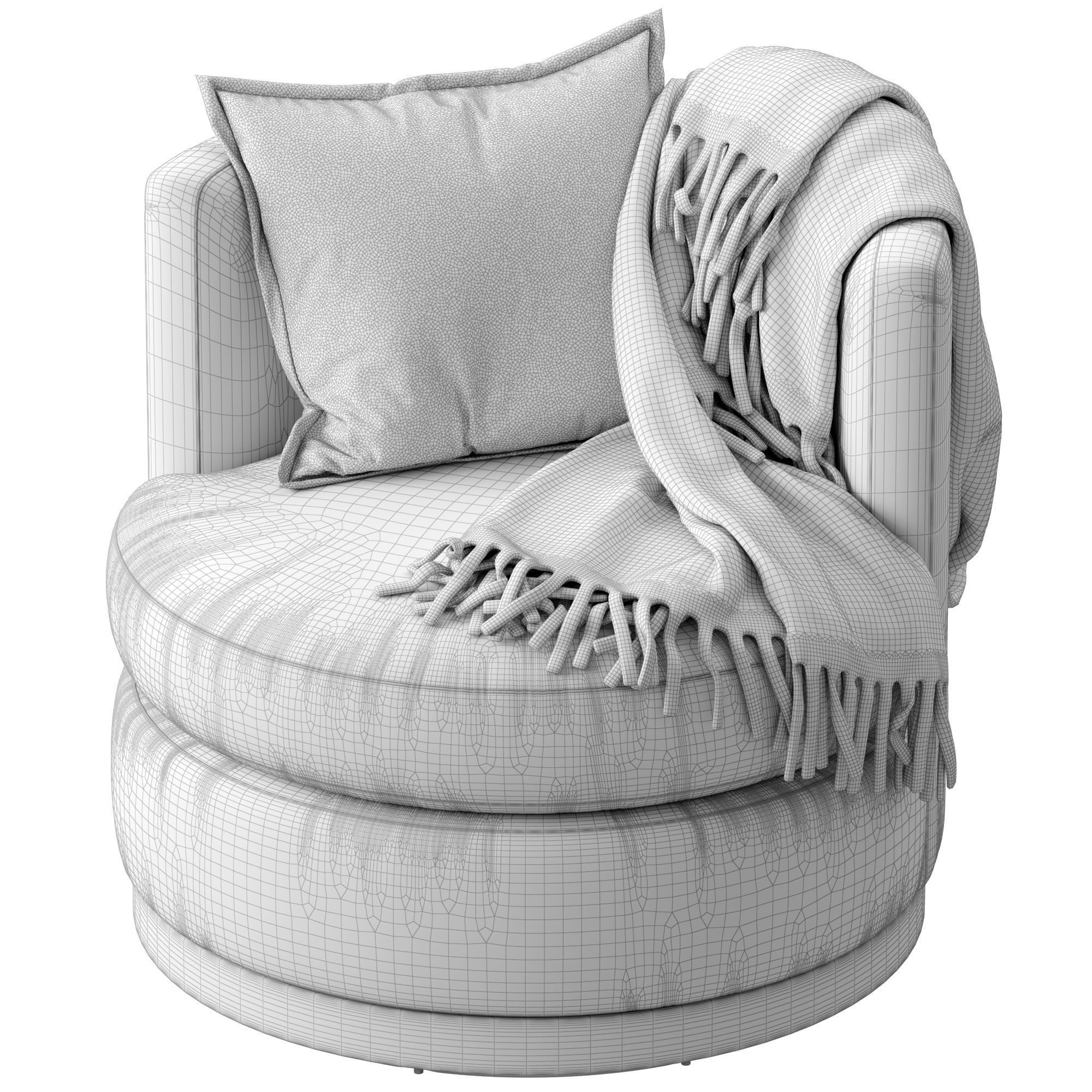 Potterybarn Balboa Upholstered Swivel Armchair with Wood Base 3D model_17