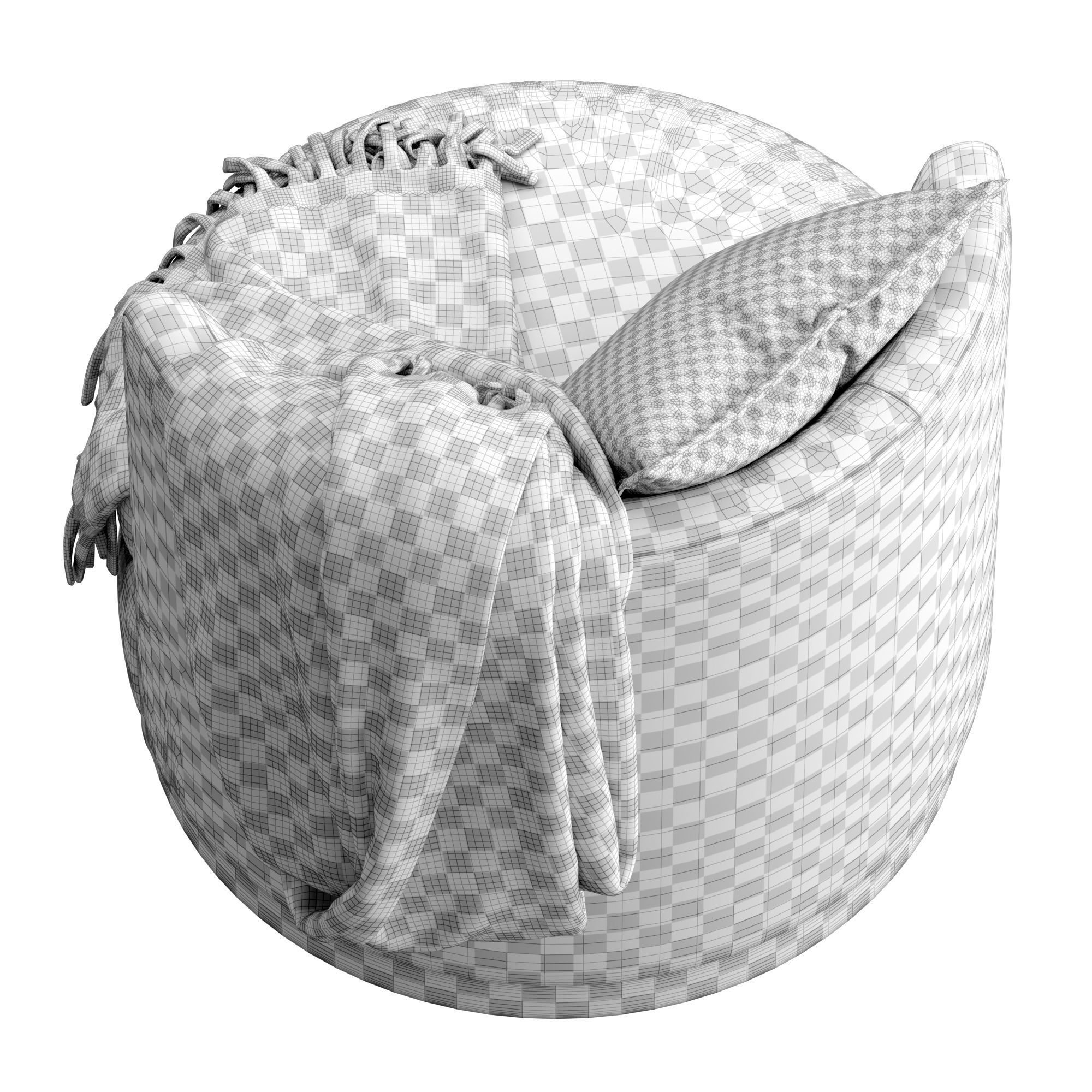 Potterybarn Balboa Upholstered Swivel Armchair with Wood Base 3D model_16