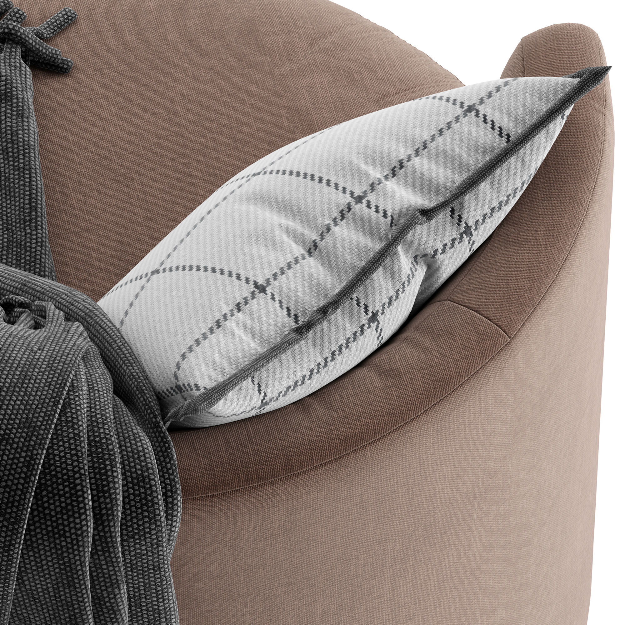 Potterybarn Balboa Upholstered Swivel Armchair with Wood Base 3D model_7