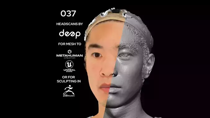 Asian Male 30s head scan 037 3D model