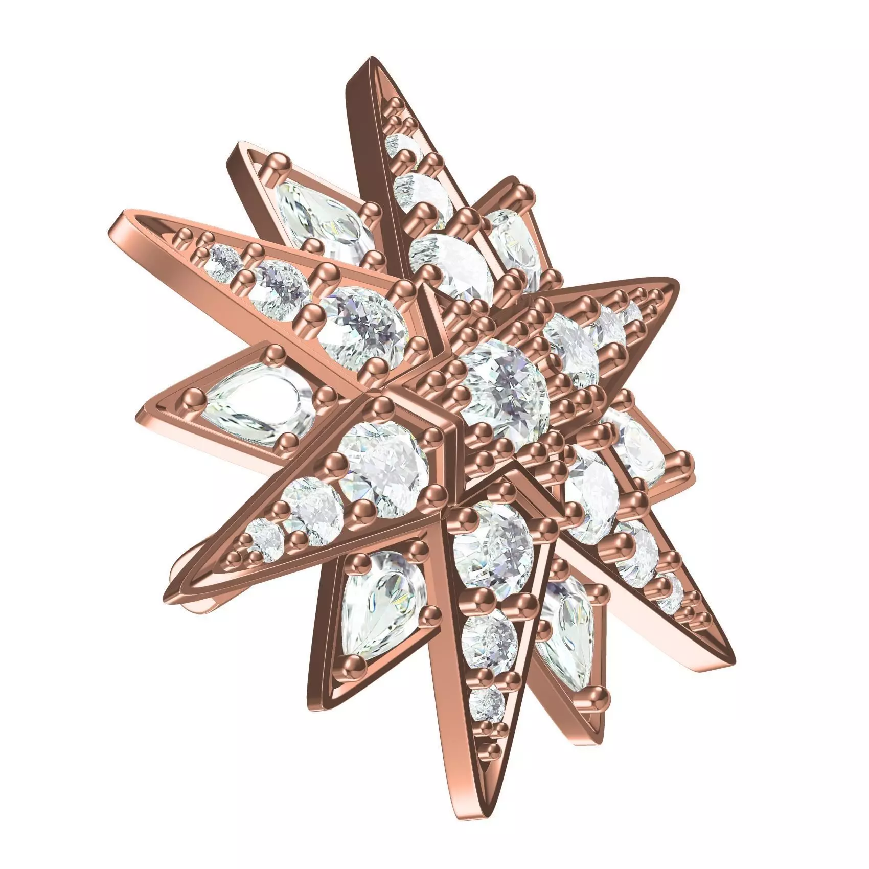 Antique Diamond Star Brooch 3D print model_0