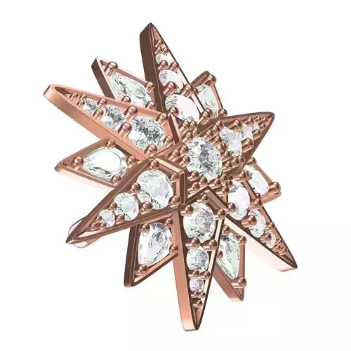 Antique Diamond Star Brooch 3D print model