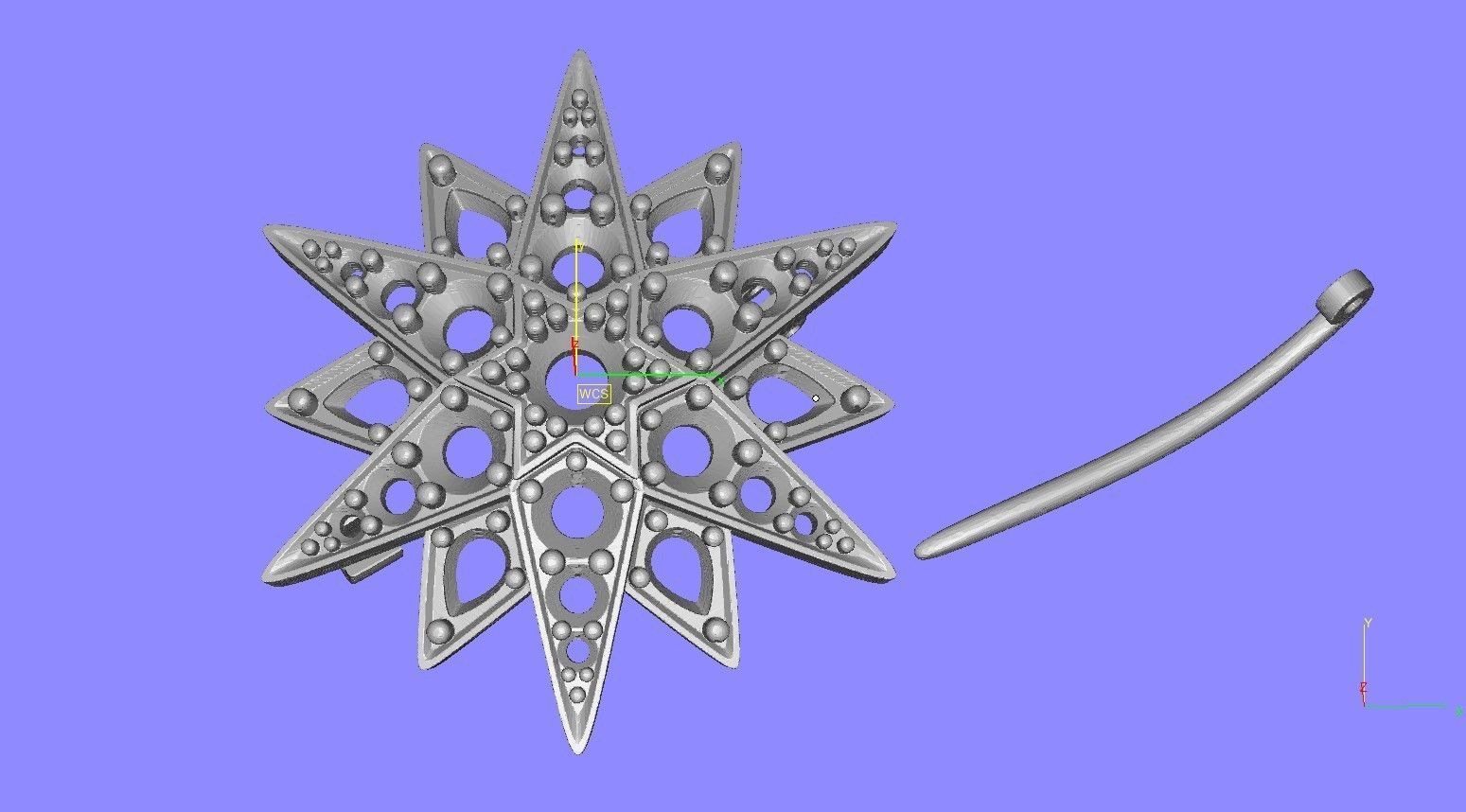 Antique Diamond Star Brooch 3D print model_13