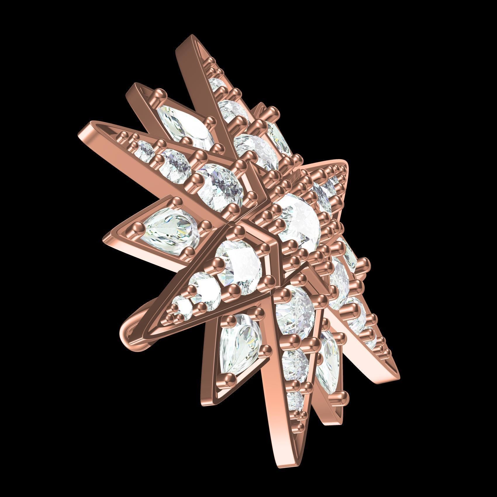 Antique Diamond Star Brooch 3D print model_10