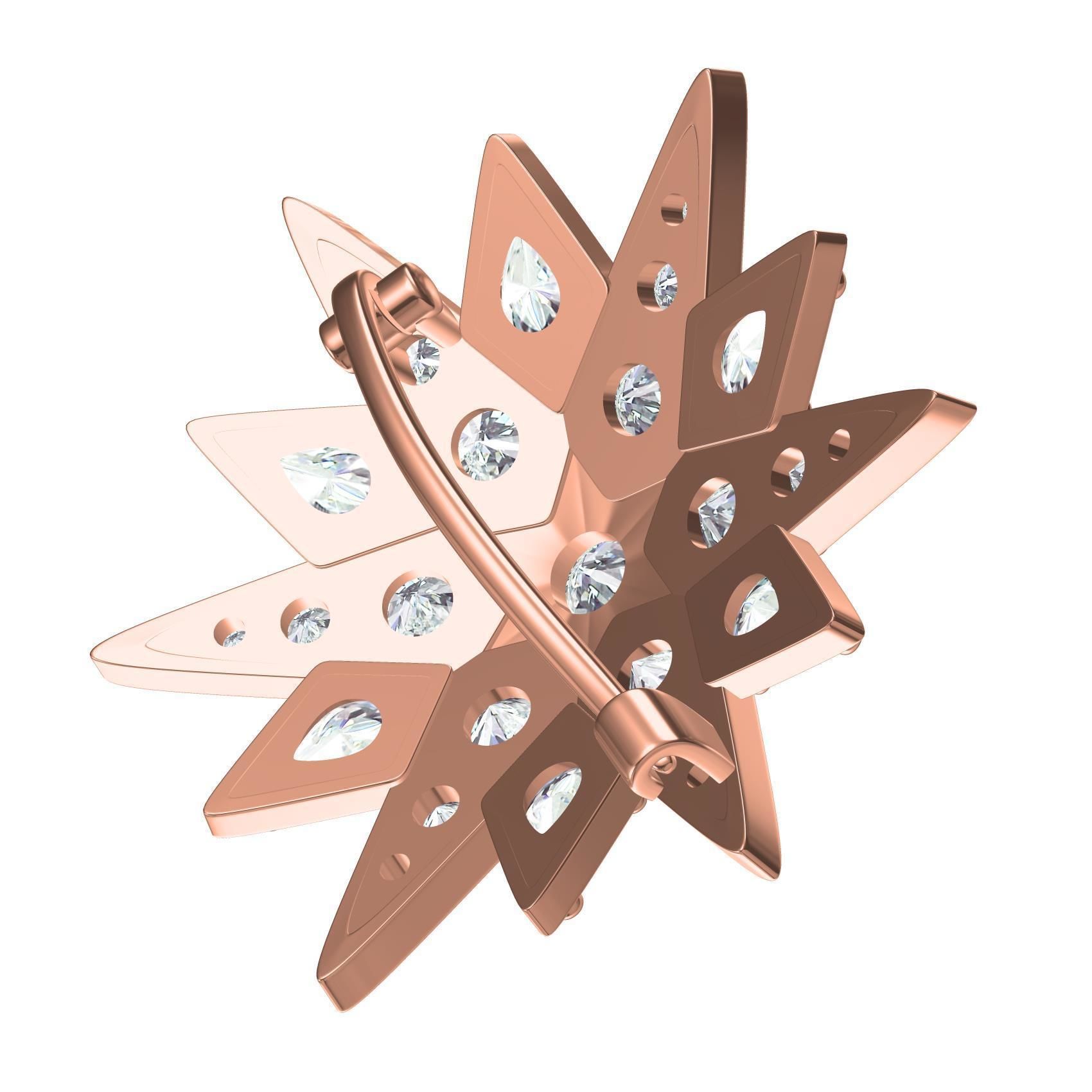 Antique Diamond Star Brooch 3D print model_5