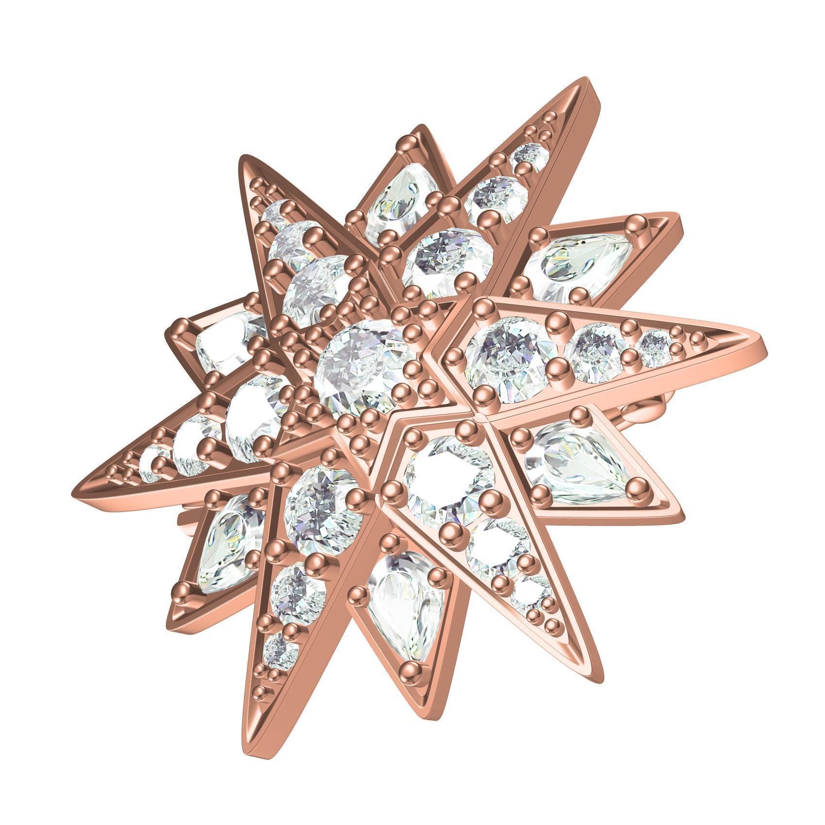 Antique Diamond Star Brooch 3D print model_1