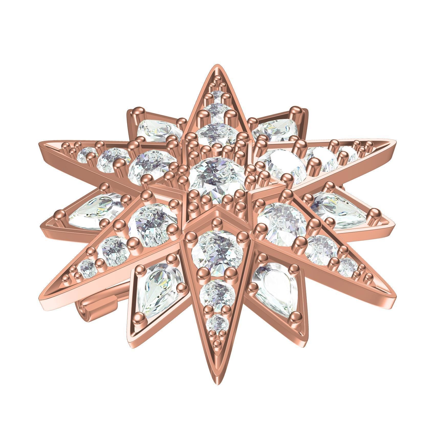 Antique Diamond Star Brooch 3D print model_2