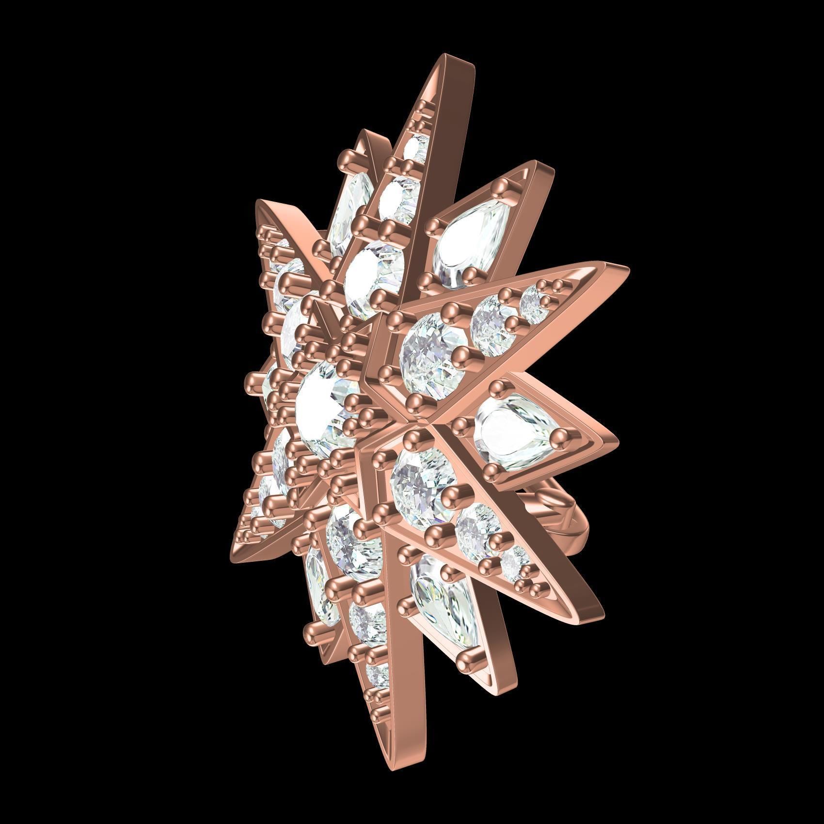 Antique Diamond Star Brooch 3D print model_11