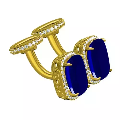 Cushion Stone Round Diamond Halo Cufflink