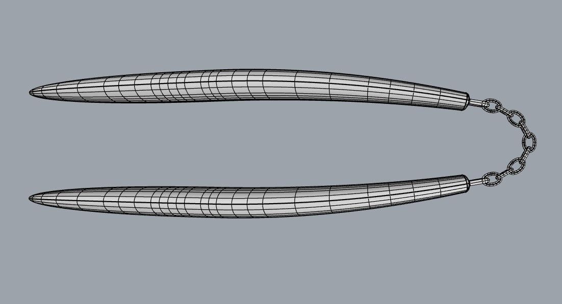 Smooth Nunchaku Fighting Sticks  3D model_4