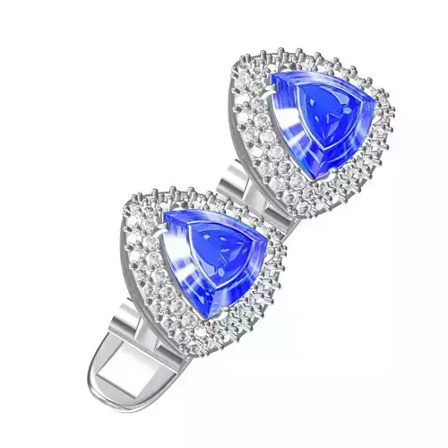 Trillion Stone Double Row Diamond Halo Cufflink