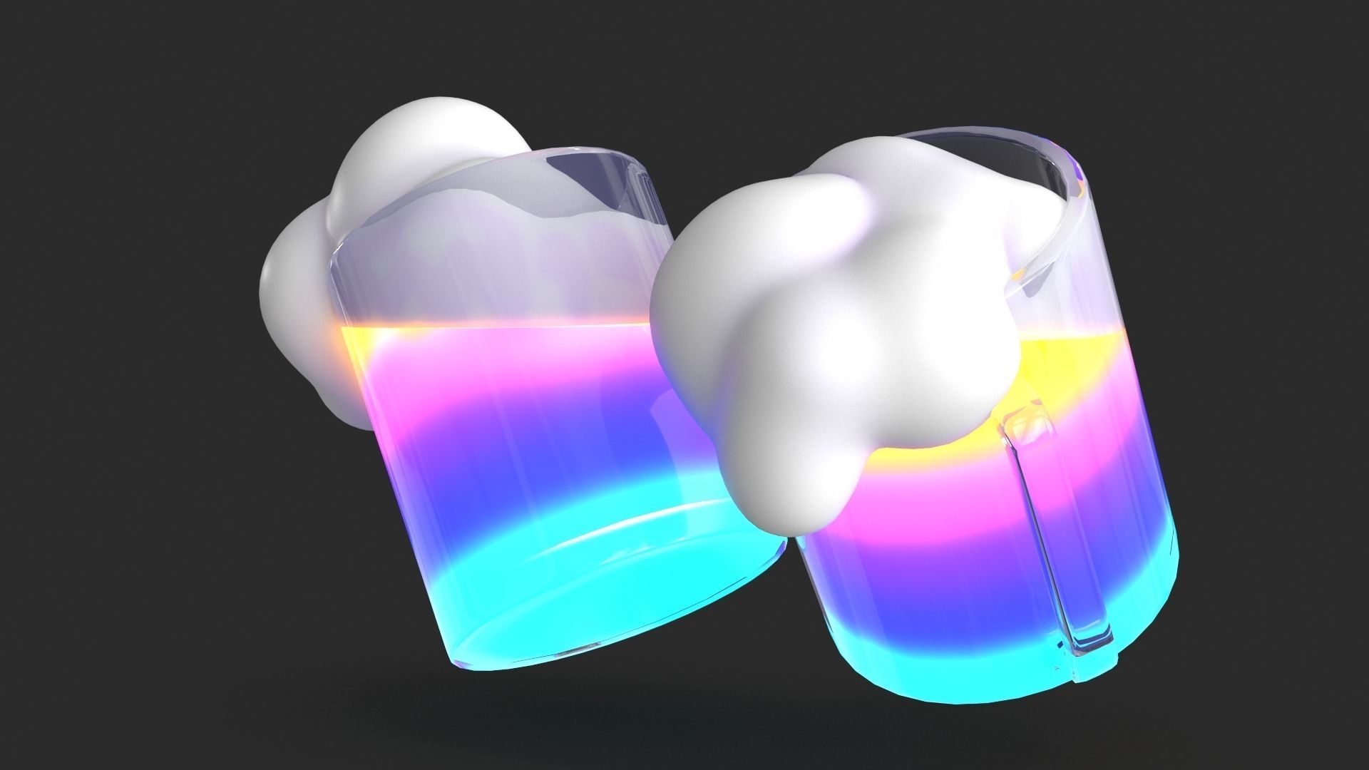 Cheers Icon Low-poly 3D model_8