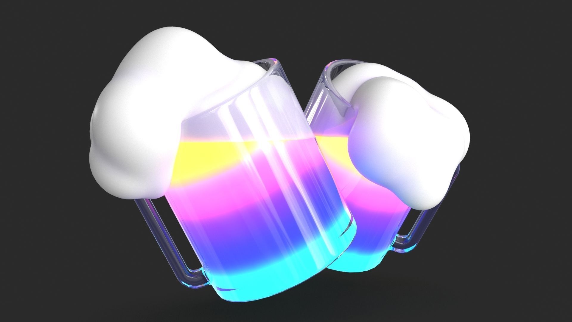 Cheers Icon Low-poly 3D model_2