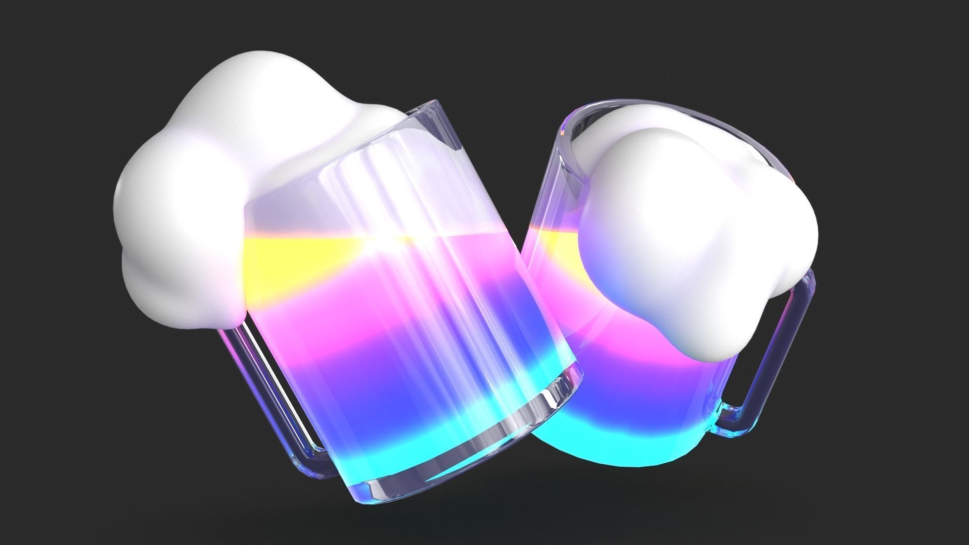 Cheers Icon Low-poly 3D model_9