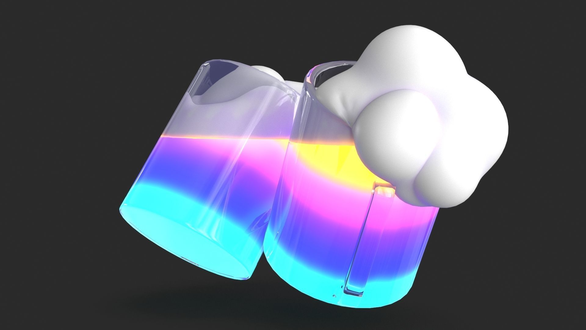 Cheers Icon Low-poly 3D model_4