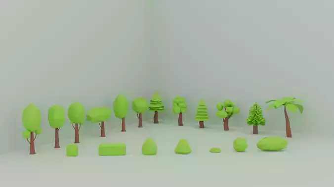3D Low-poly Tree Set