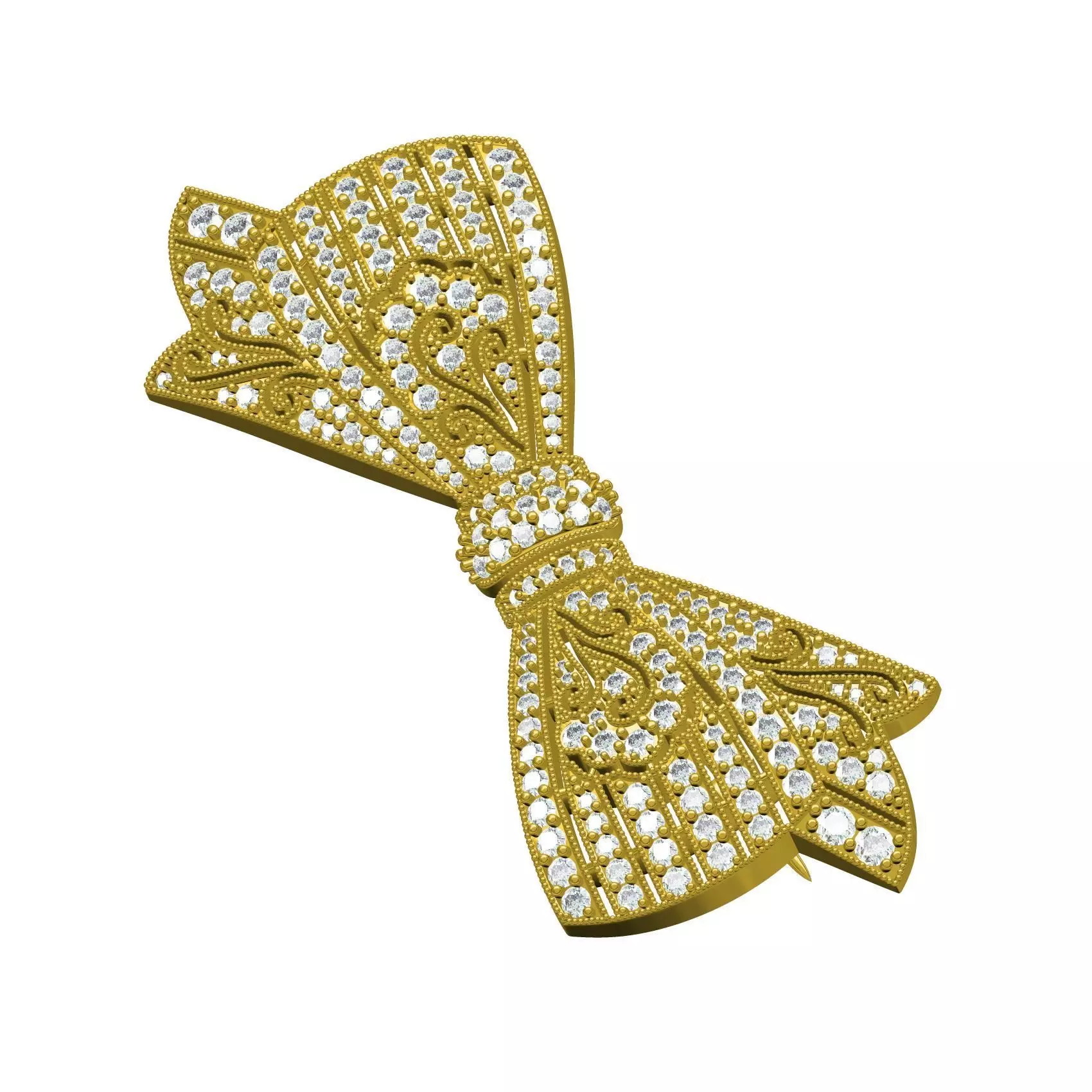 Unique Diamond Bow Brooch 3D print model