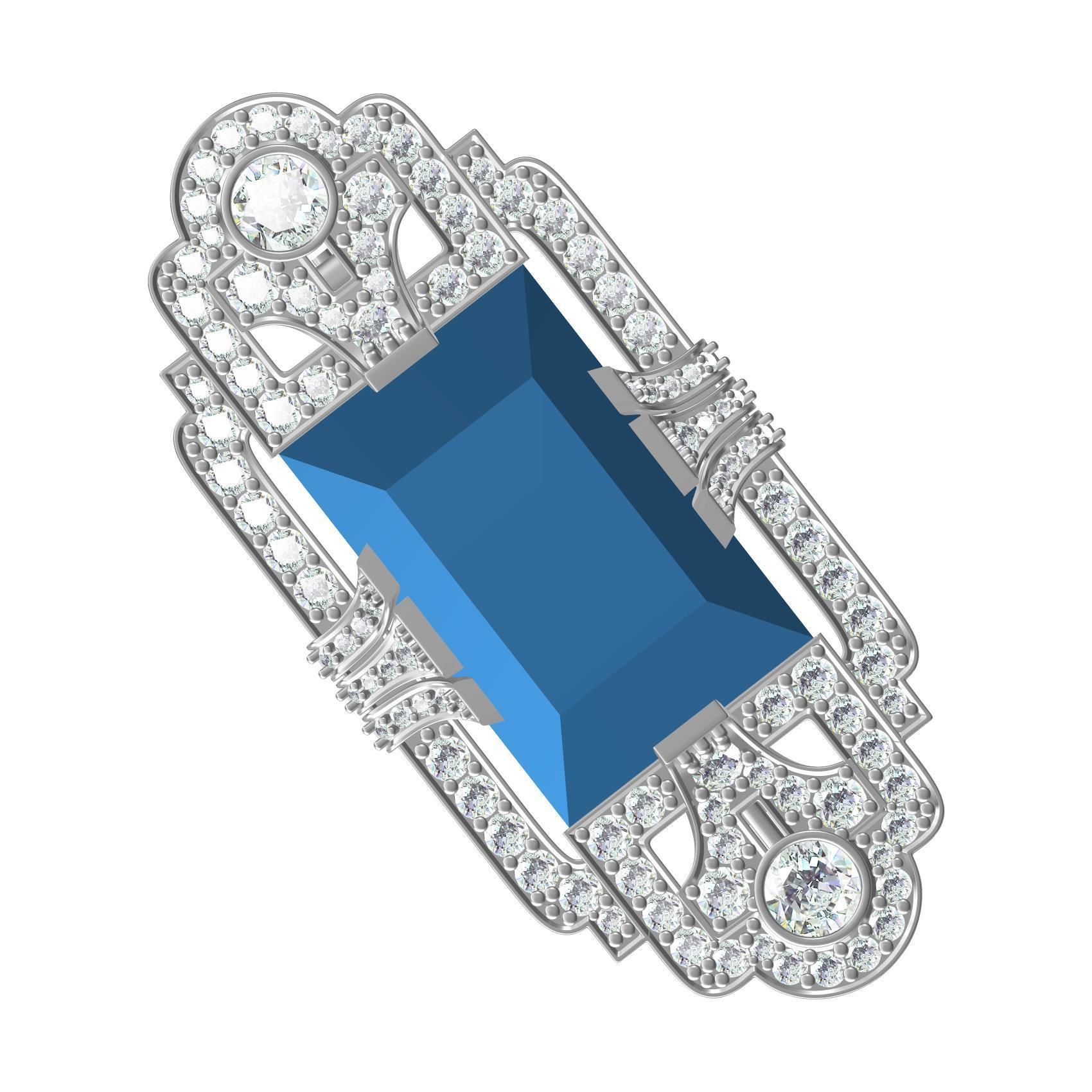 Antique Art Deco Diamond Brooch 3D print model_6