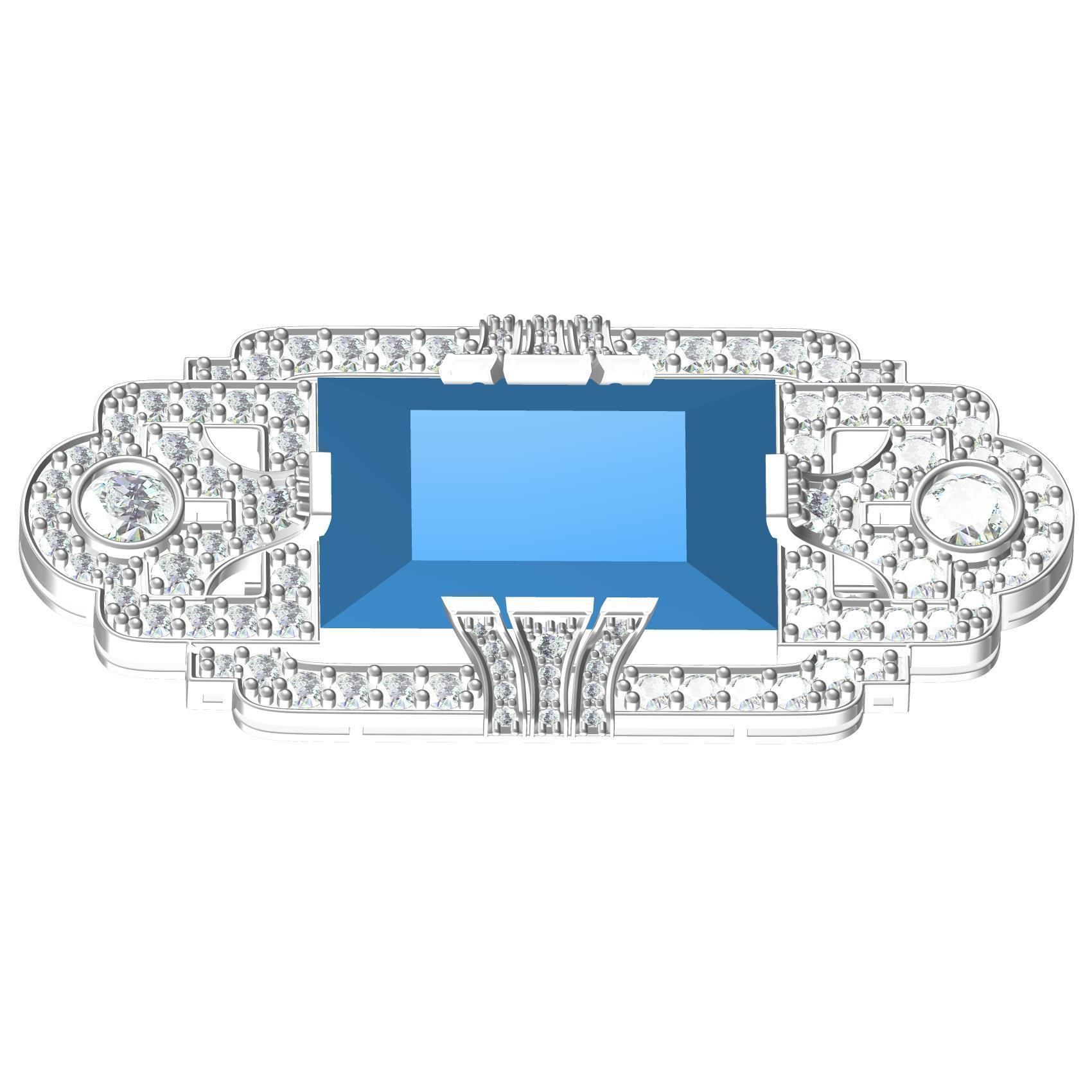 Antique Art Deco Diamond Brooch 3D print model_2