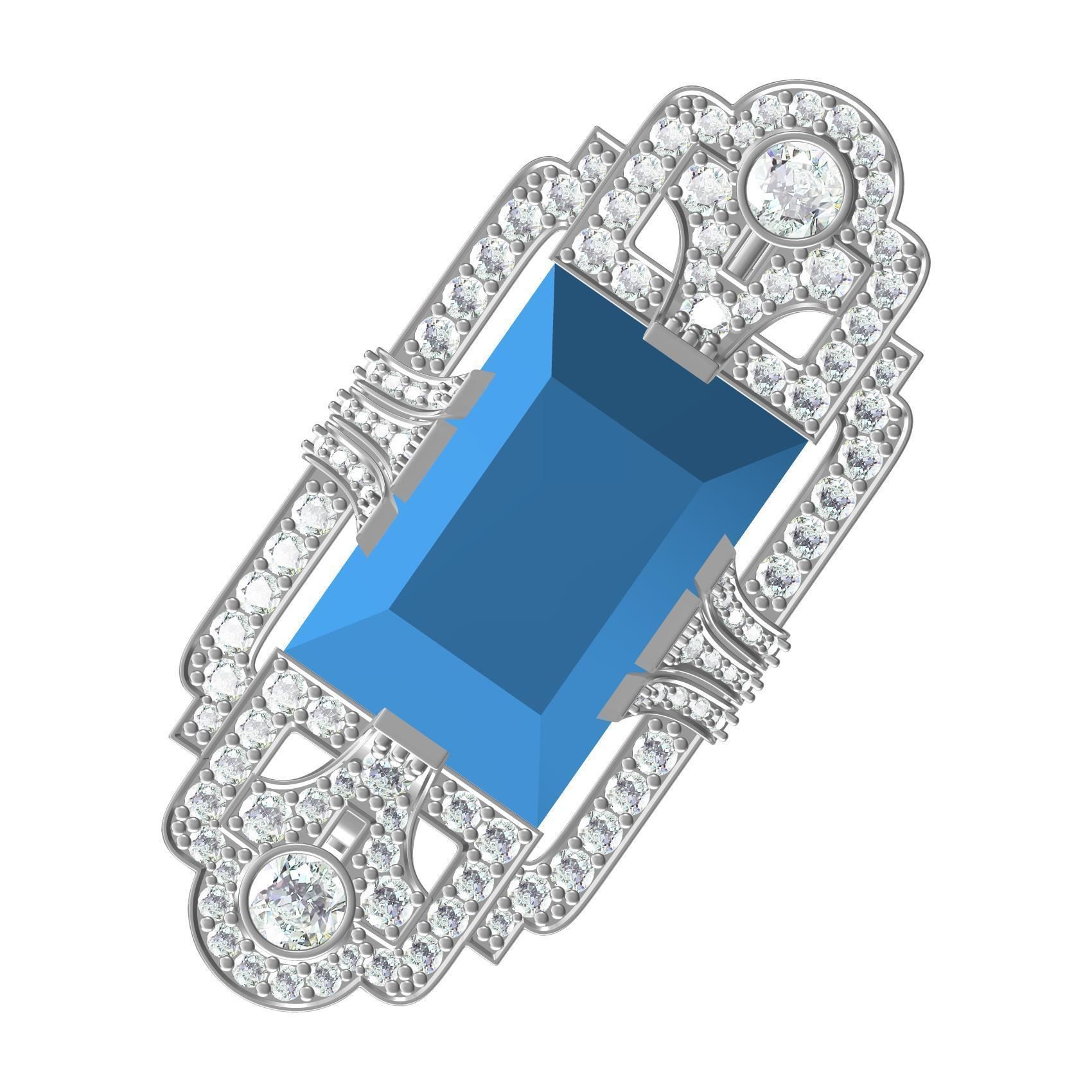 Antique Art Deco Diamond Brooch 3D print model_7
