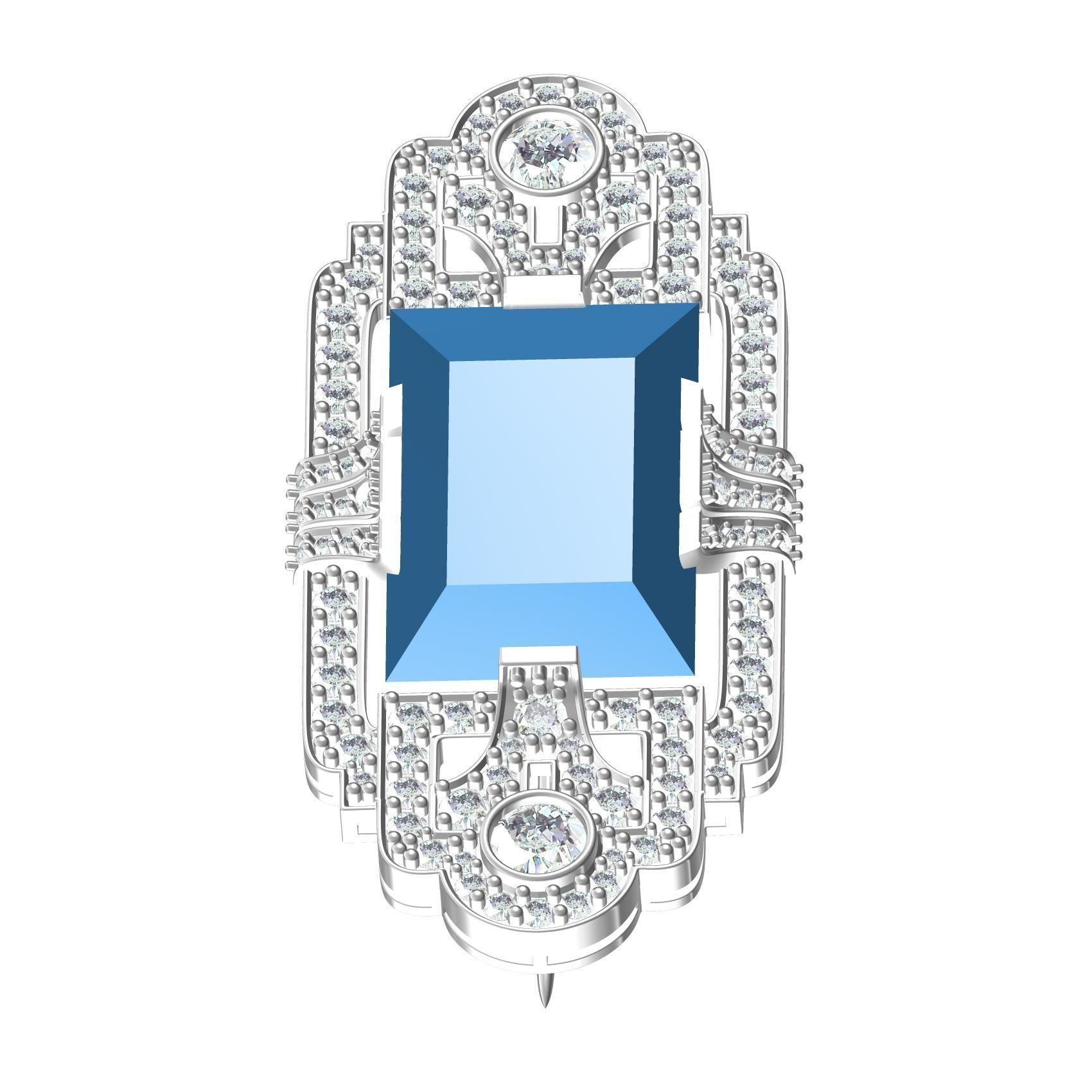 Antique Art Deco Diamond Brooch 3D print model_5