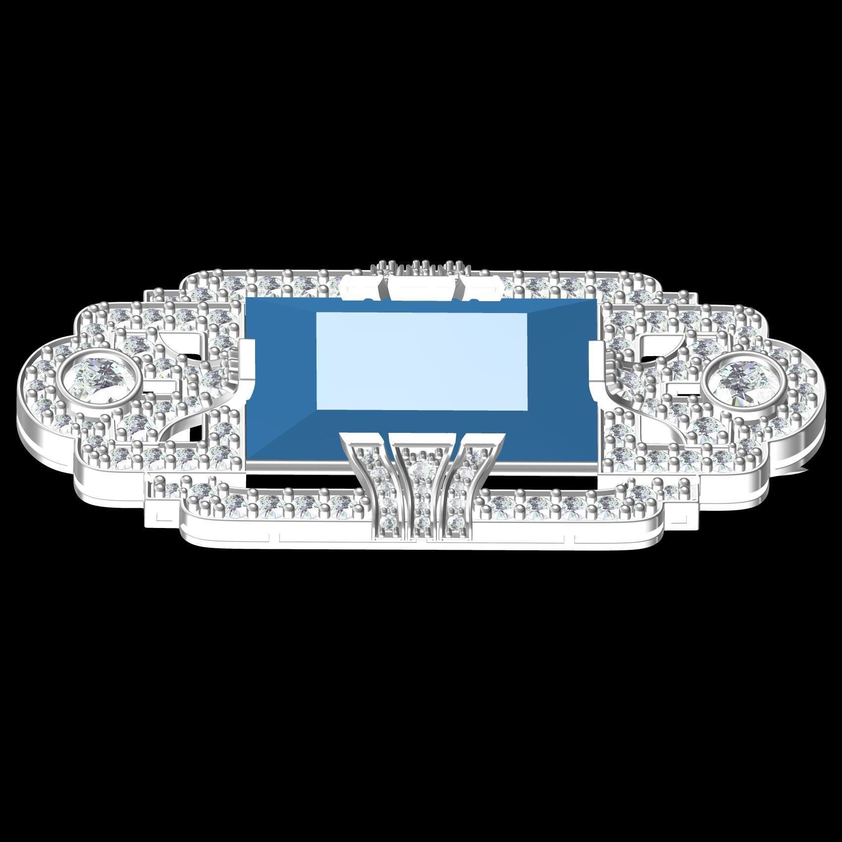 Antique Art Deco Diamond Brooch 3D print model_8