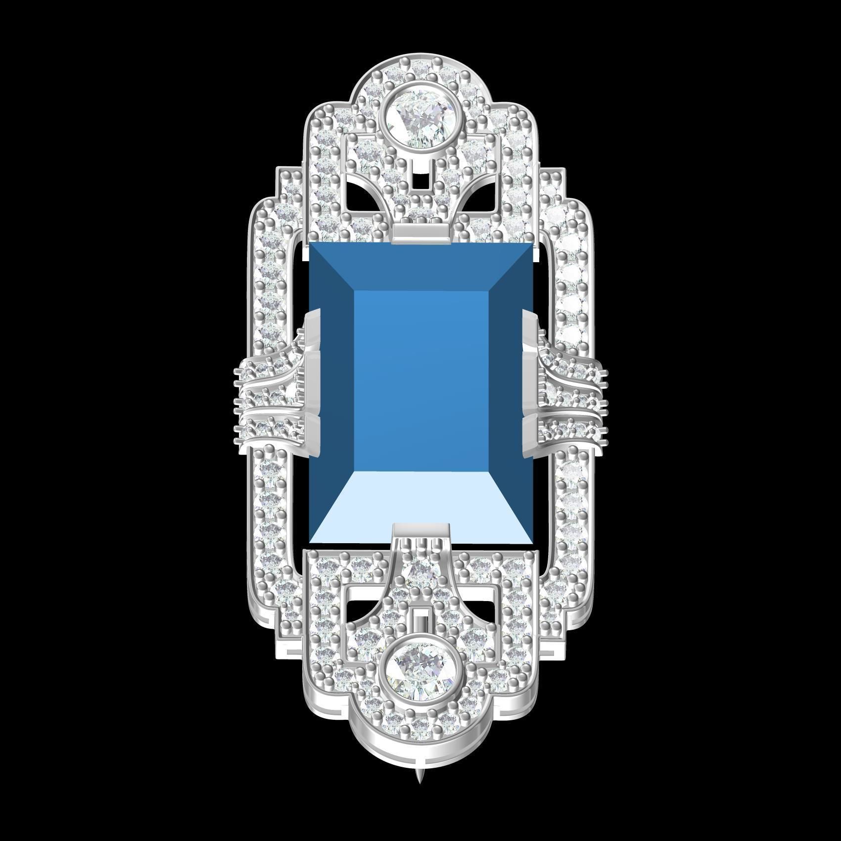 Antique Art Deco Diamond Brooch 3D print model_11
