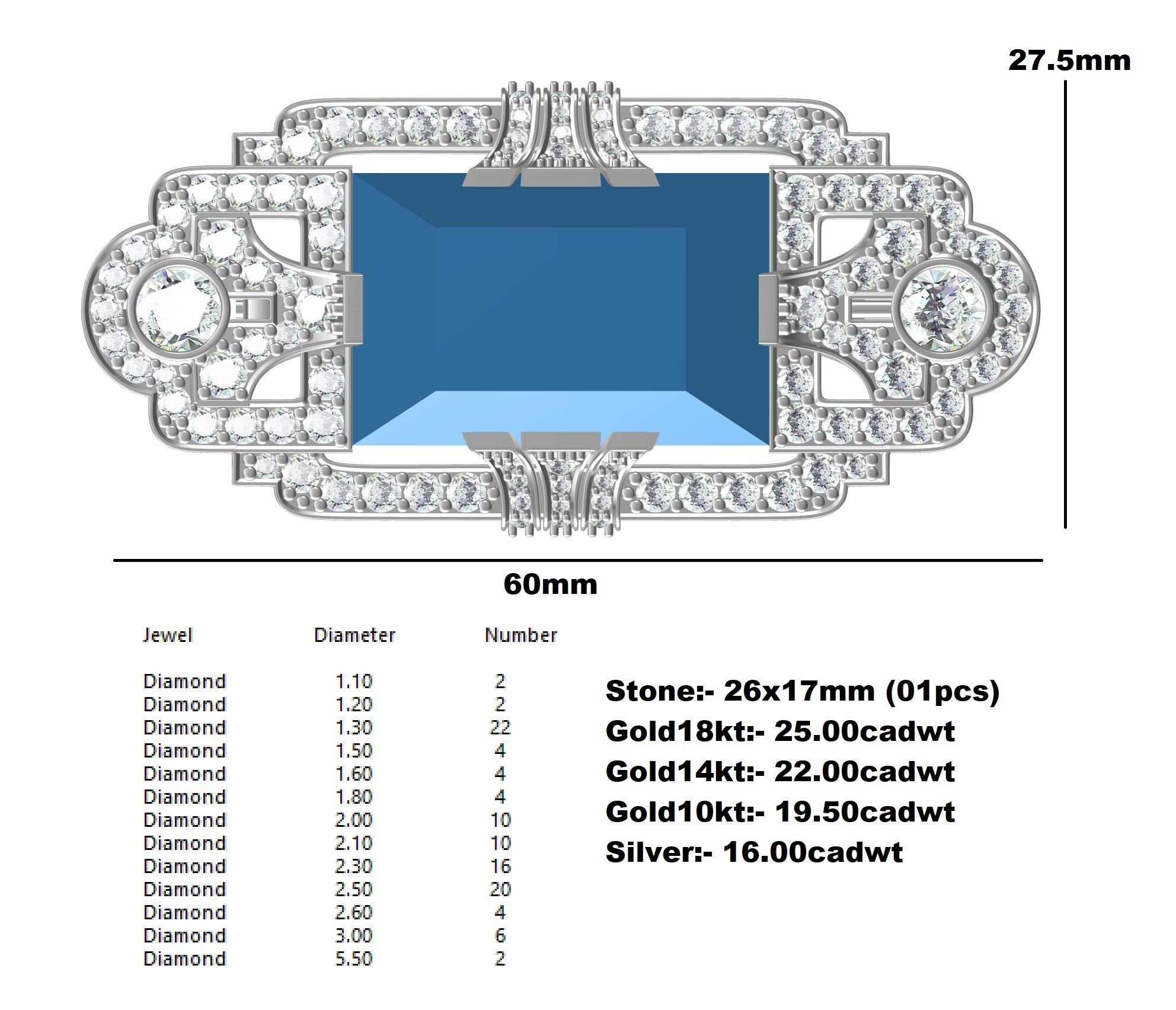 Antique Art Deco Diamond Brooch 3D print model_12
