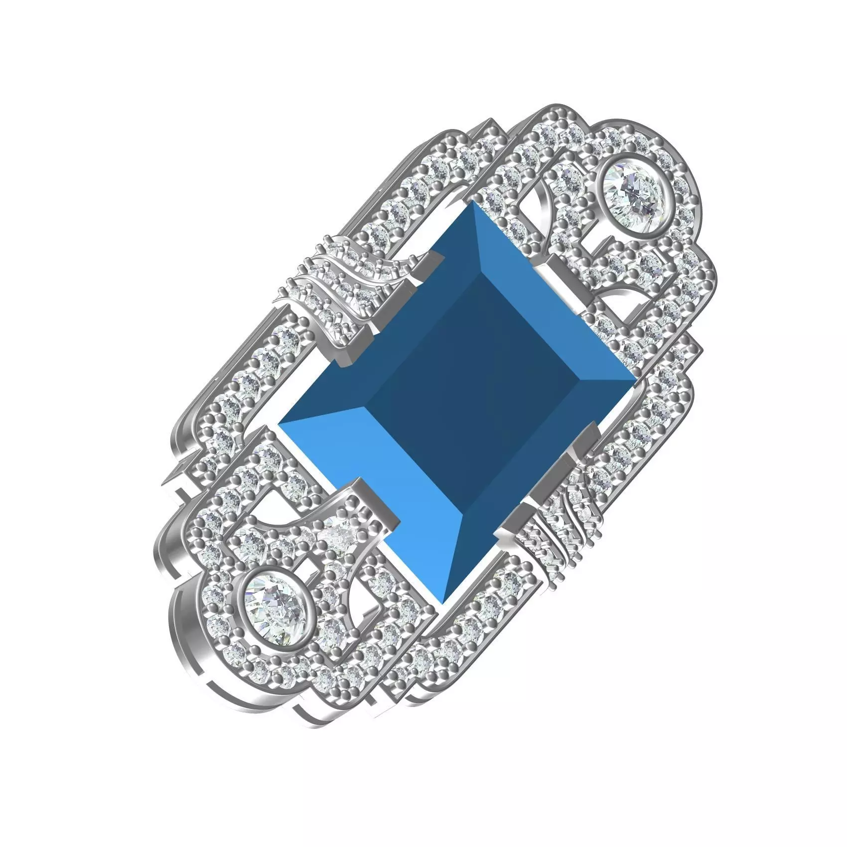 Antique Art Deco Diamond Brooch 3D print model_0