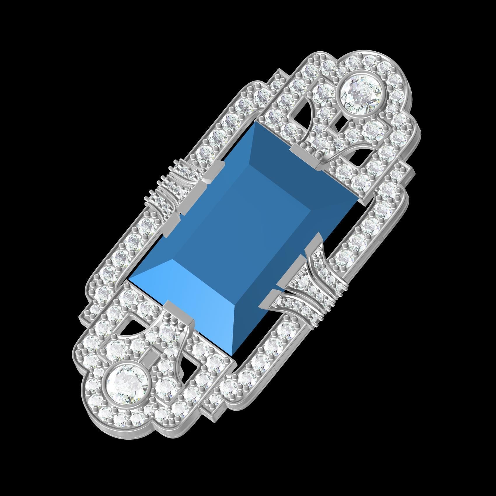 Antique Art Deco Diamond Brooch 3D print model_10