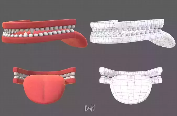 Teeth Cartoon V02 Low-poly 3D model