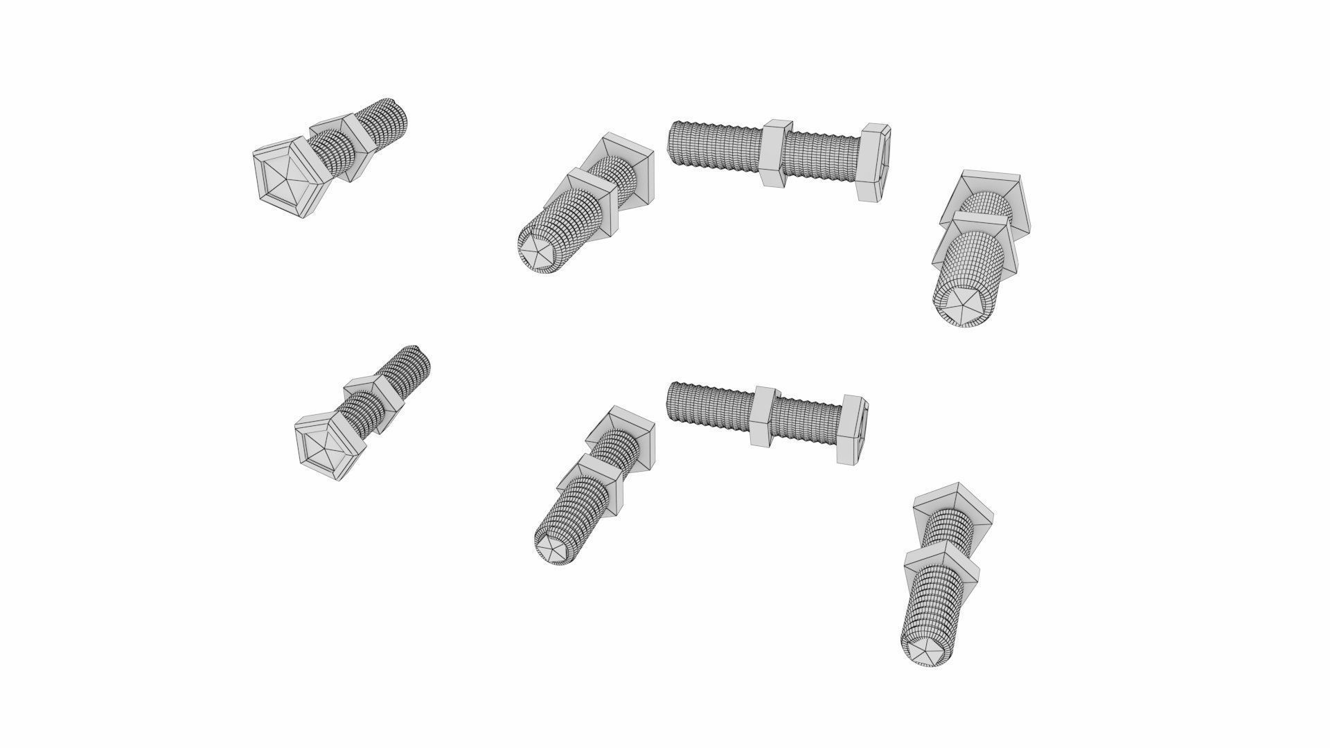 Steel Girder Frame Structure With Bolts Low-poly 3D model_15