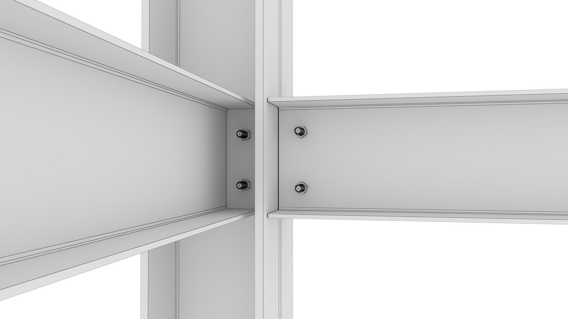 Steel Girder Frame Structure With Bolts Low-poly 3D model_8