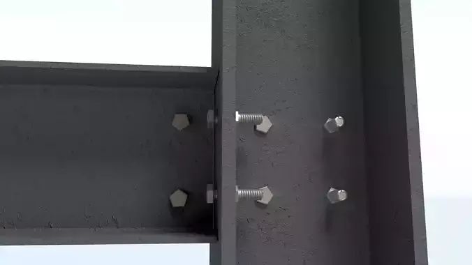 Steel Girder Frame Structure With Bolts Low-poly 3D model