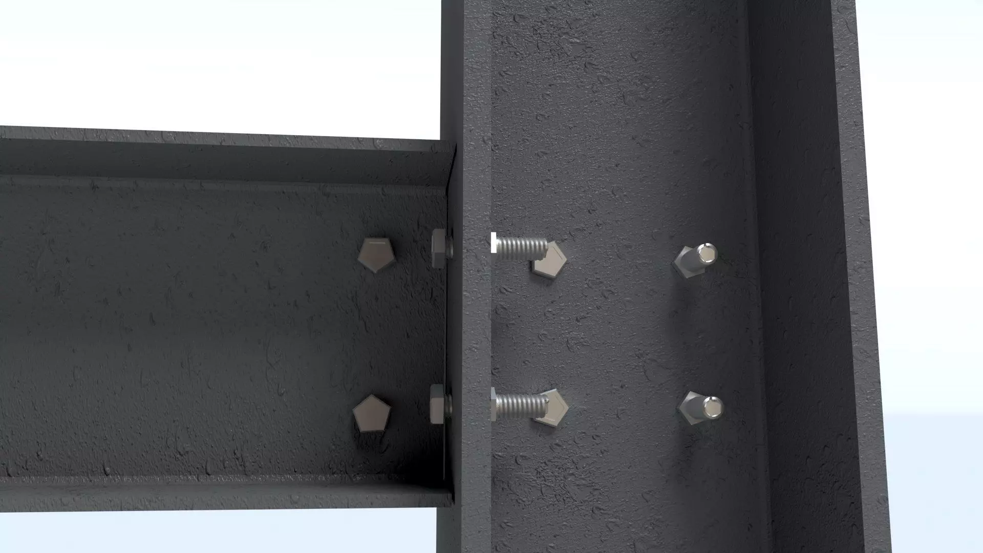 Steel Girder Frame Structure With Bolts Low-poly 3D model_0