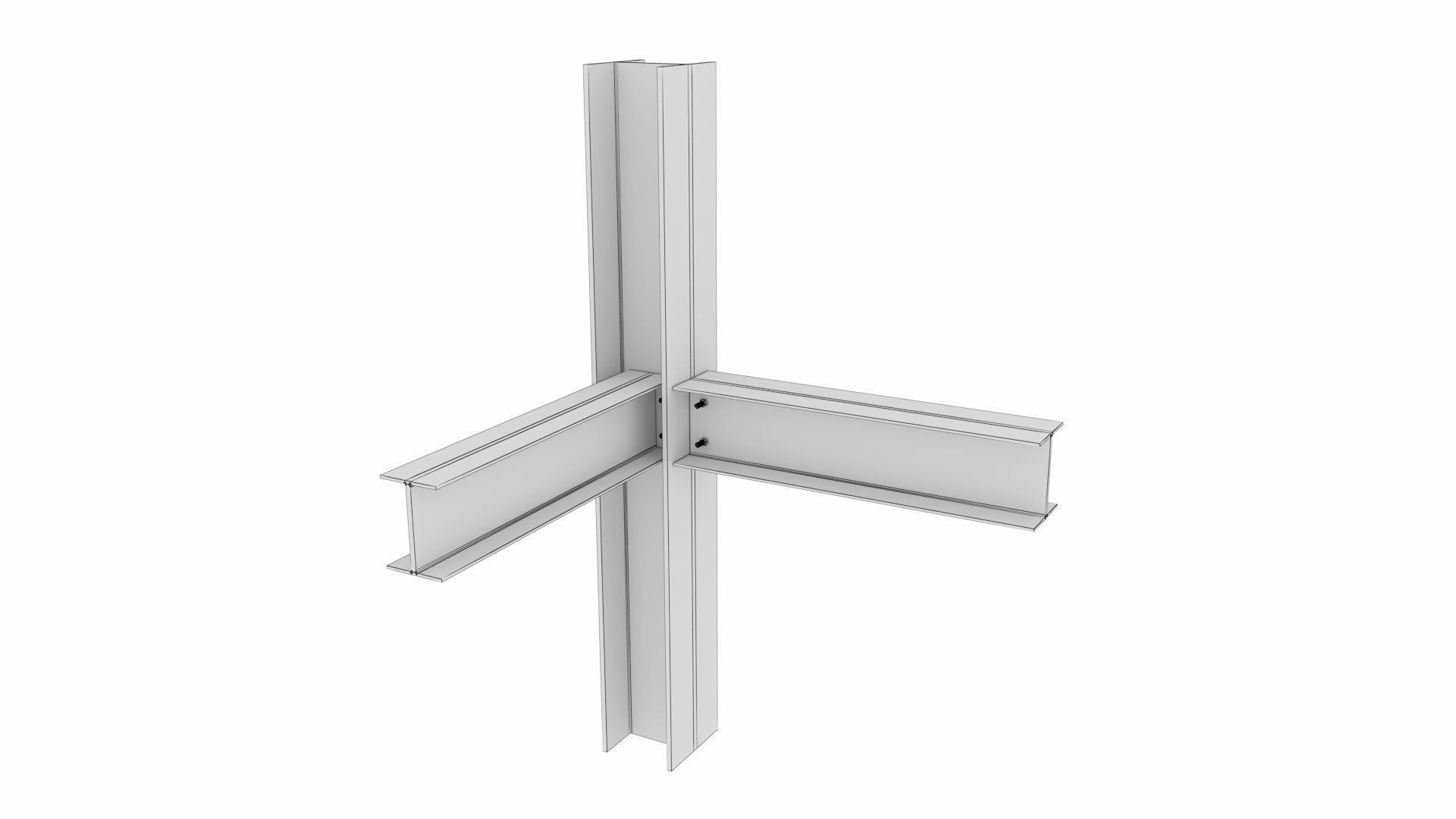 Steel Girder Frame Structure With Bolts Low-poly 3D model_20