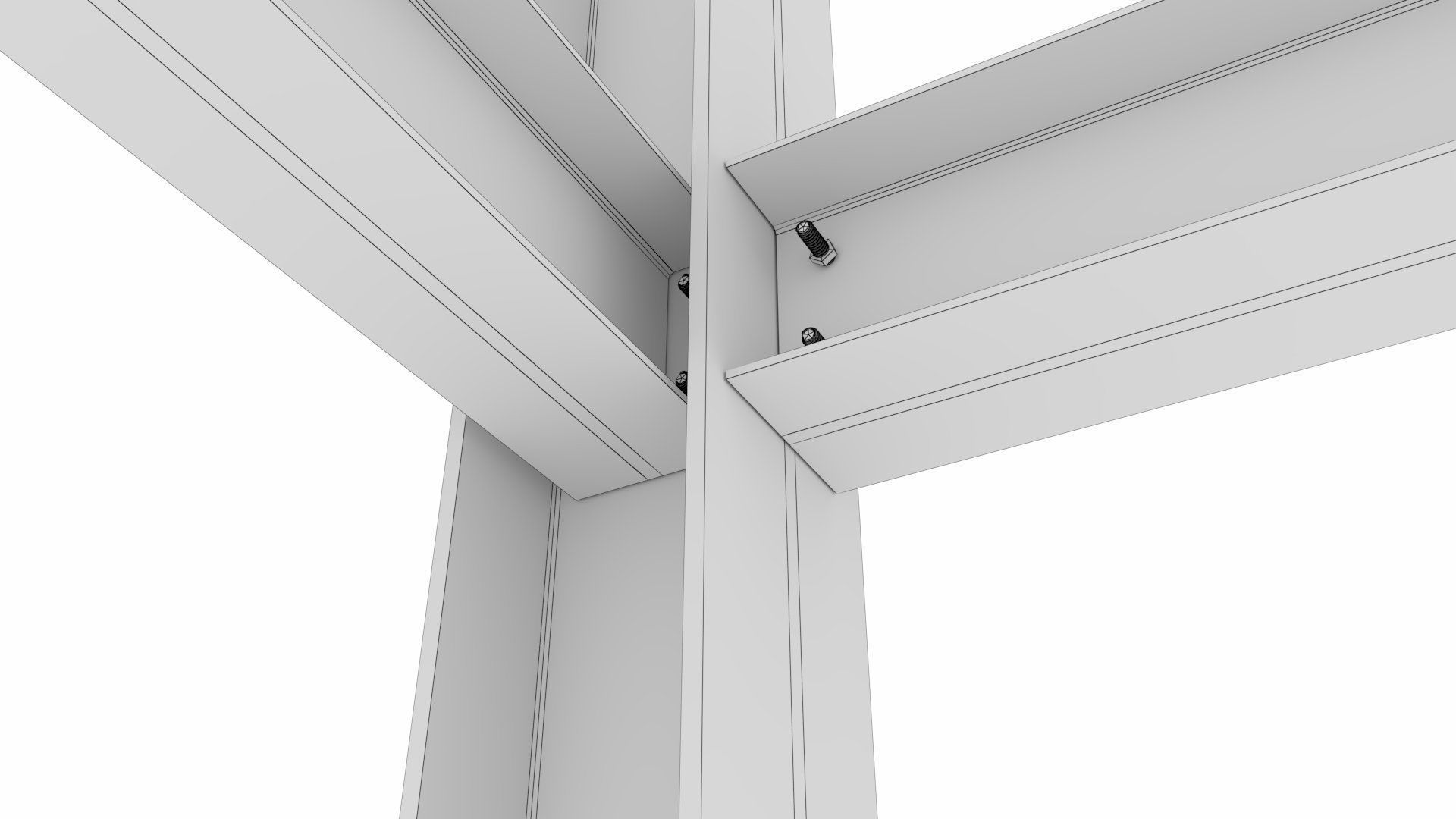 Steel Girder Frame Structure With Bolts Low-poly 3D model_11